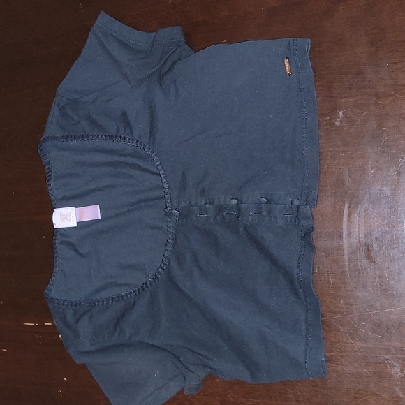 Cap Sleeve Cropped Black Savage X Fenty Stretch Button Down Top Size L - Picture 1 of 8